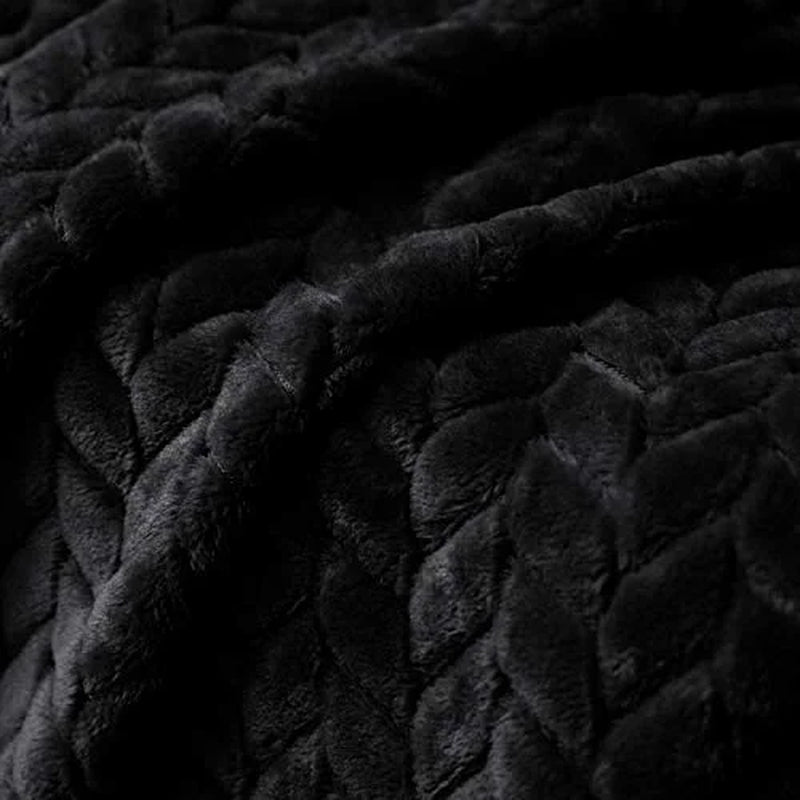Large Flannel Fleece Throw Blanket, Jacquard Weave Leaves Pattern (50" X 70", Slate Blue)- Soft, Warm, Lightweight