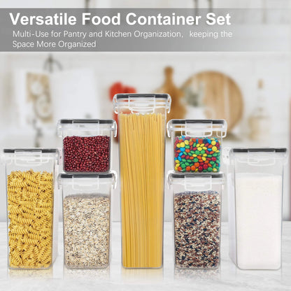 Airtight Food Storage Containers Set, Vtopmart 14Pcs Plastic Kitchen and Pantry Organization Canisters, Black