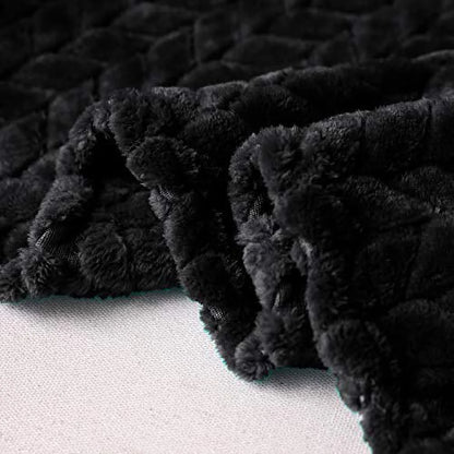 Large Flannel Fleece Throw Blanket, Jacquard Weave Leaves Pattern (50" X 70", Slate Blue)- Soft, Warm, Lightweight
