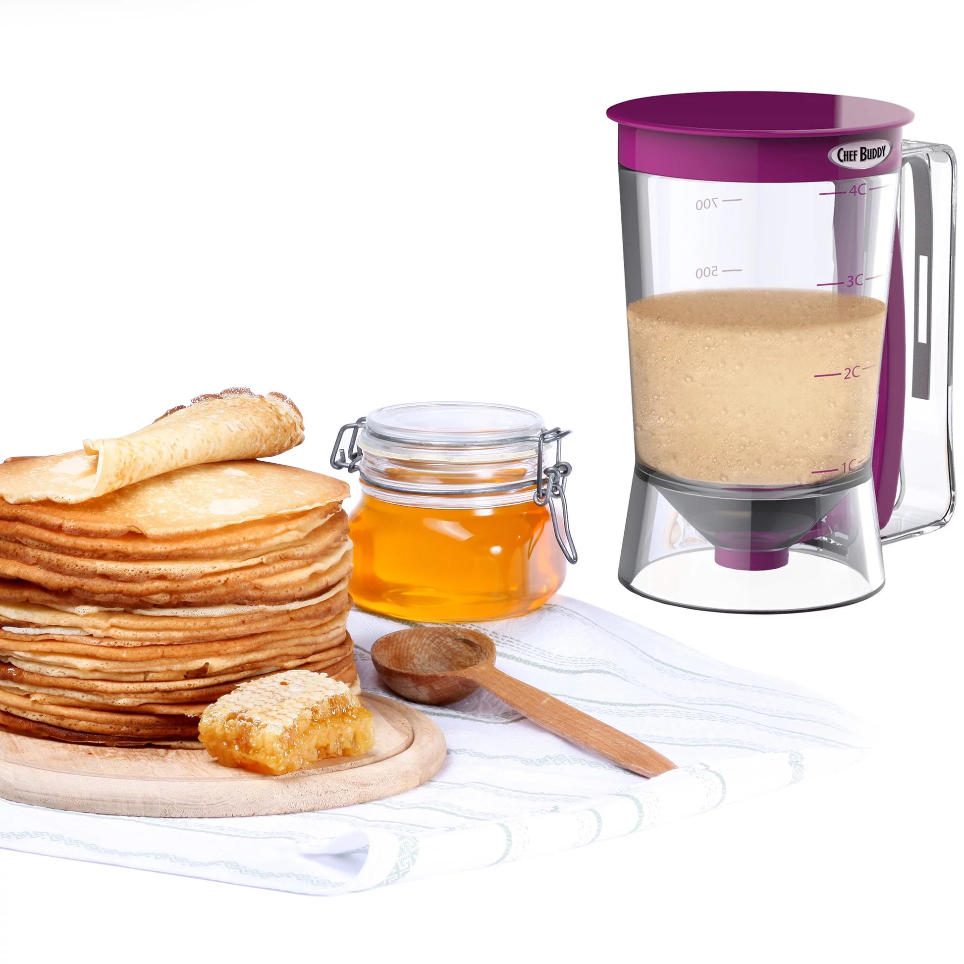 Pancake Batter Dispenser with Squeeze Handle for Batter (Purple)