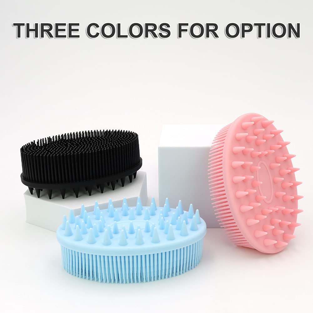 Upgrade 2 in 1 Bath and Shampoo Body Brush, Silicone Exfoliating Body Scrubber for Use in Shower, Premium Silicone Loofah, Head Scrubber, Scalp Massager, Easy to Clean (1PC Pink)