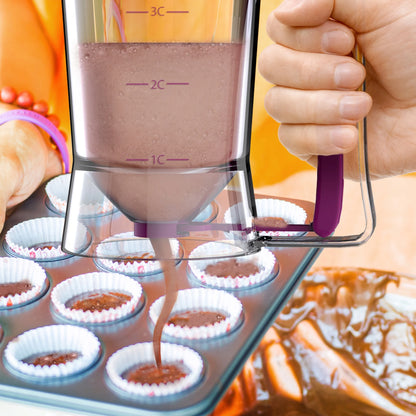 Pancake Batter Dispenser with Squeeze Handle for Batter (Purple)