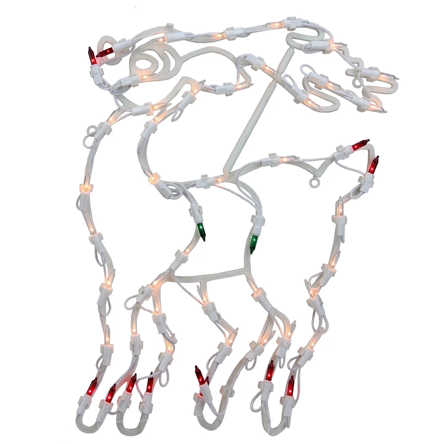 Lighted Reindeer Christmas Window Silhouette - 18" - White - Multicolor Lights