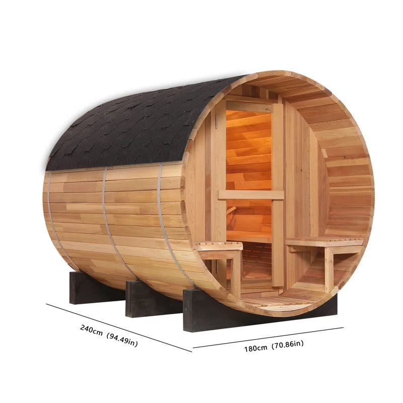 6-Person Patchwork Red Cedar Traditional Steam Sauna without Scarabs