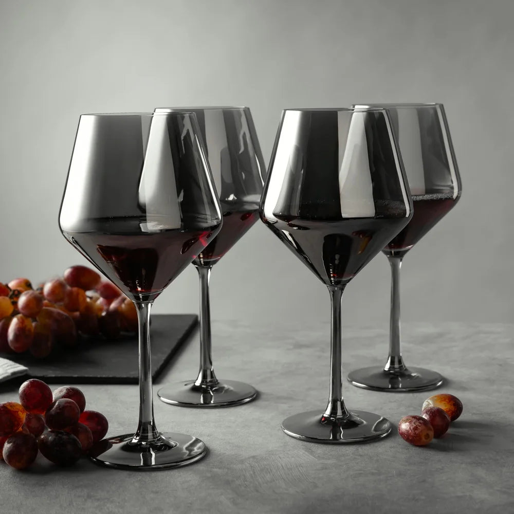 4-Pack Angled Wine Glass Set in Smoke Finish