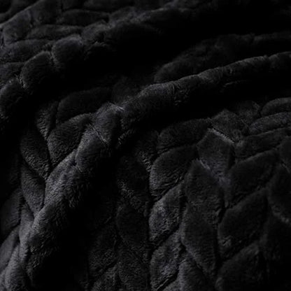 Large Flannel Fleece Throw Blanket, Jacquard Weave Leaves Pattern (50" X 70", Slate Blue)- Soft, Warm, Lightweight